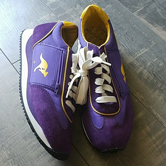 purple yellow sneakers